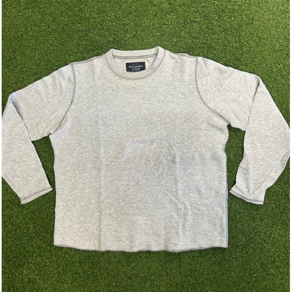 Abercrombie & Fitch Mens Gray Waffle Knit Thermal Long Sleeve Shirt Size M